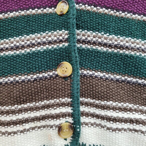 VTG Paris Sport Club Cardigan Sweater Women's S Green Stripe Ramie Cotton EUC - Picture 5 of 16